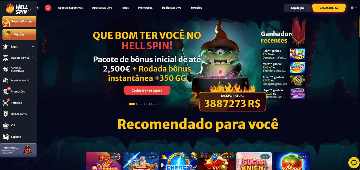 Hellspin homepage